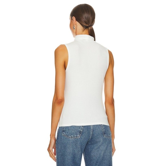 Theory Wendel White Sleeveless Turtleneck Top in Jersey Rib Knit Viscose
Sz L - Picture 5 of 11